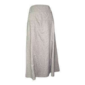 San Simeon Size 10 Dark Linen A-Line Midi Skirt with Wide Waistband